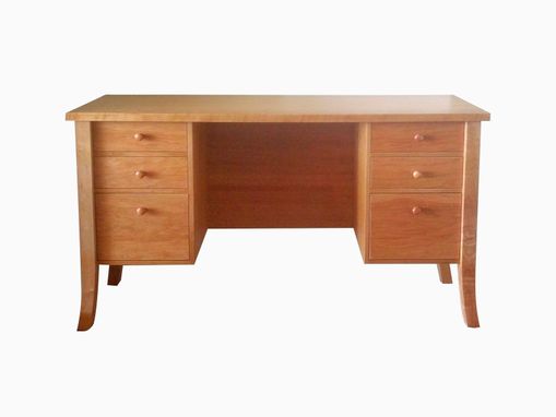 Custom Made Solid Cherry Pedestal Desk With Drawers
