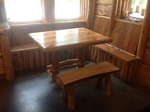 Custom Made Built In Entry Bench , Log Bench & Log Dining Table