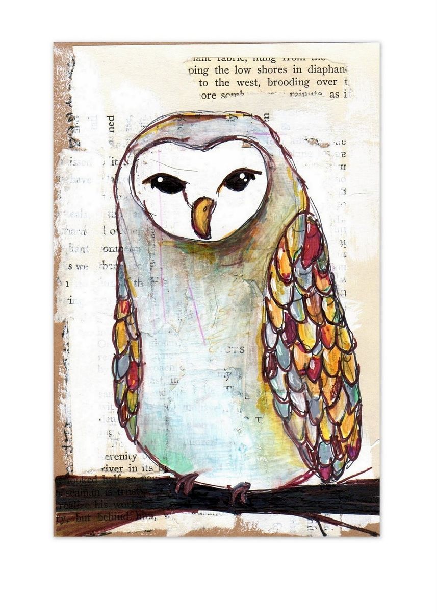 Hand Made Barn Owl Print Fine Art Owl Print Owl Art by bluedoor fine