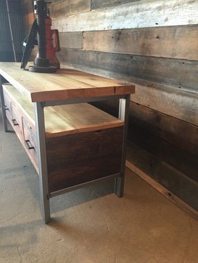 Custom Made Reclaimed Wood Media Console With Steel Legs