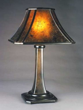 Custom Made Aurora Arts-And-Crafts Table Lamp With Wood Framed Mica Shade