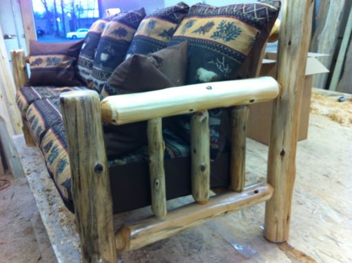 Custom Made Rustic Caribou, Fish And Bear Log Sofa