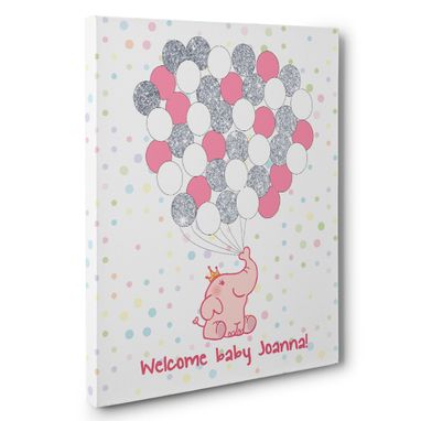 Custom Made Elephant And Balloons Baby Shower Guestbook Alternative Art