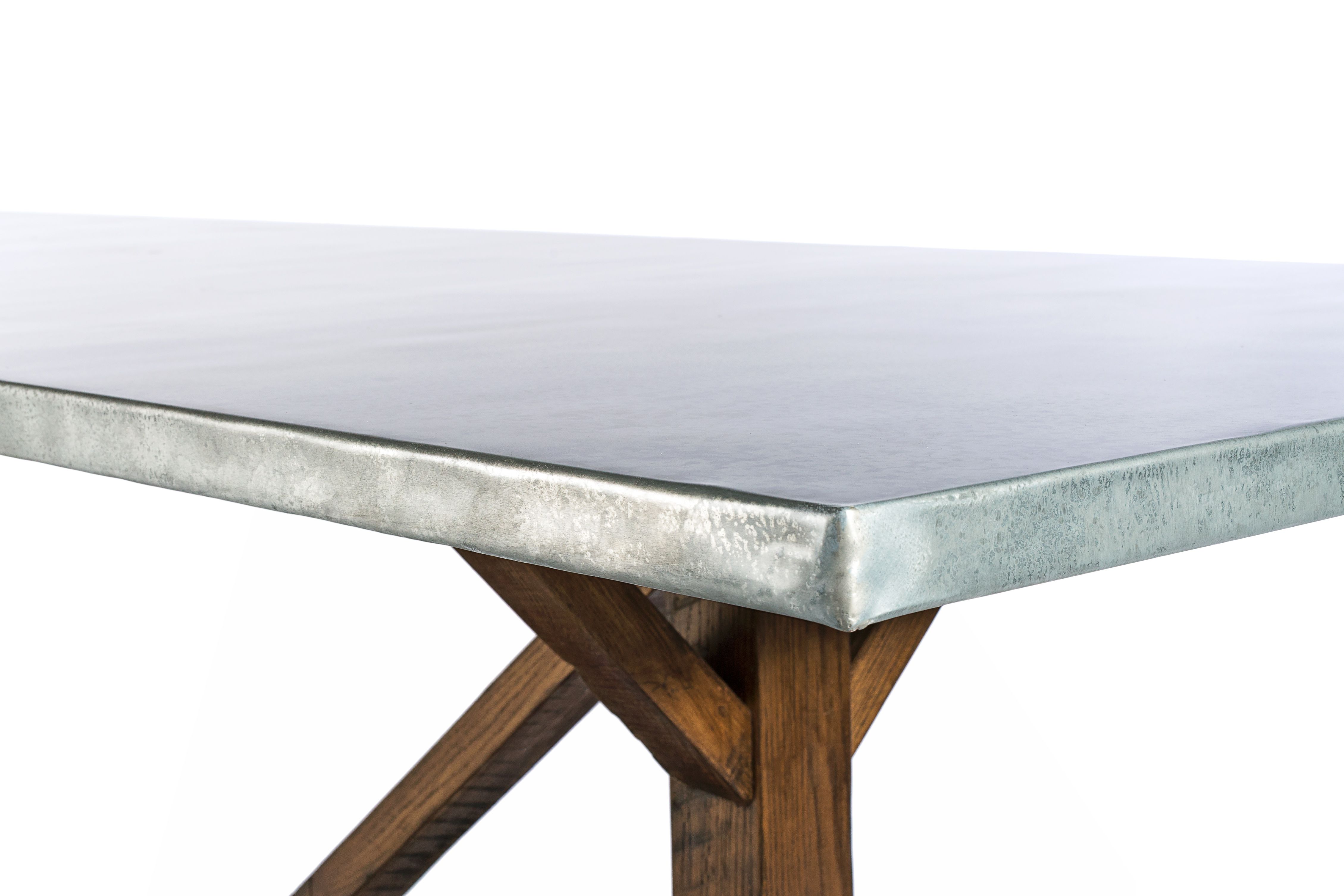 Buy Custom Made Zinc Table Zinc Dining Table - French Trestle Zinc Top