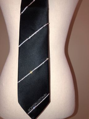 Custom Made Crystallized Men's Tie Striped Bling Genuine European Crystals Any Color