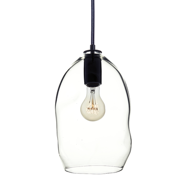 Custom Made Bubble Clear Hand Blown Glass Pendant Light- Black