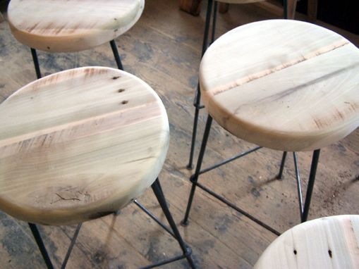 Custom Made Bar Stools Made From Reclaimed Wood With Metal Legs