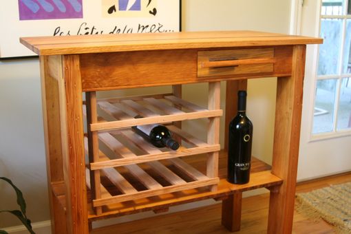 Custom Made Oak And Heart Pine Wood Wine Table Made From Repurposed And Reclaimed 1894 Wood