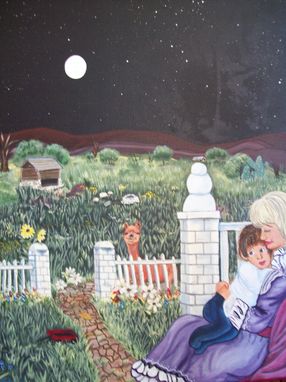 Custom Made Original Painting On Canvas Titled: Full Moon Mommy