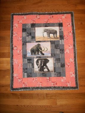 Custom Made Custom Appliqued Elephant/Woolly Mammoth Nursery Wall Hanging