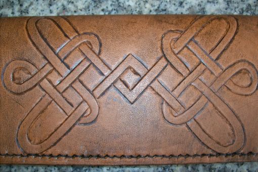 Custom Made Custom Leather Checkbook Cover With Celtic Design