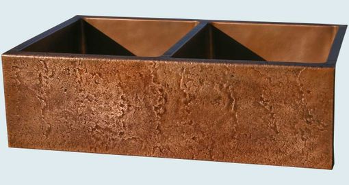 Custom Made Copper Sink With Hammered Apron