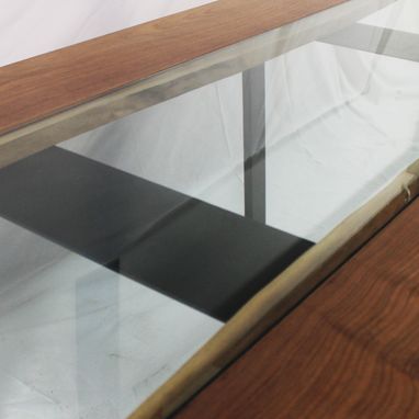 Custom Made Walnut Inverted Glass Table