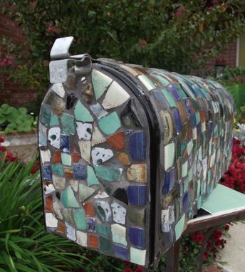 Custom Made Broken China Mosaic Mailbox - Handmade Pottery Tiles