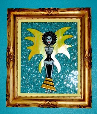Custom Made Fused Glass Day Of Dead Wall Art - "Cher-Y Godmother"