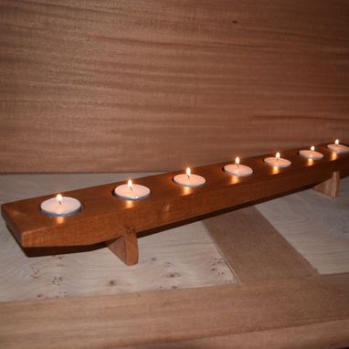 Custom Made Mahogany Asian Inspired Tea Light Candle Holder