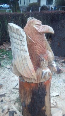Custom Made Chainsaw Carved Eagle With Folded Wings