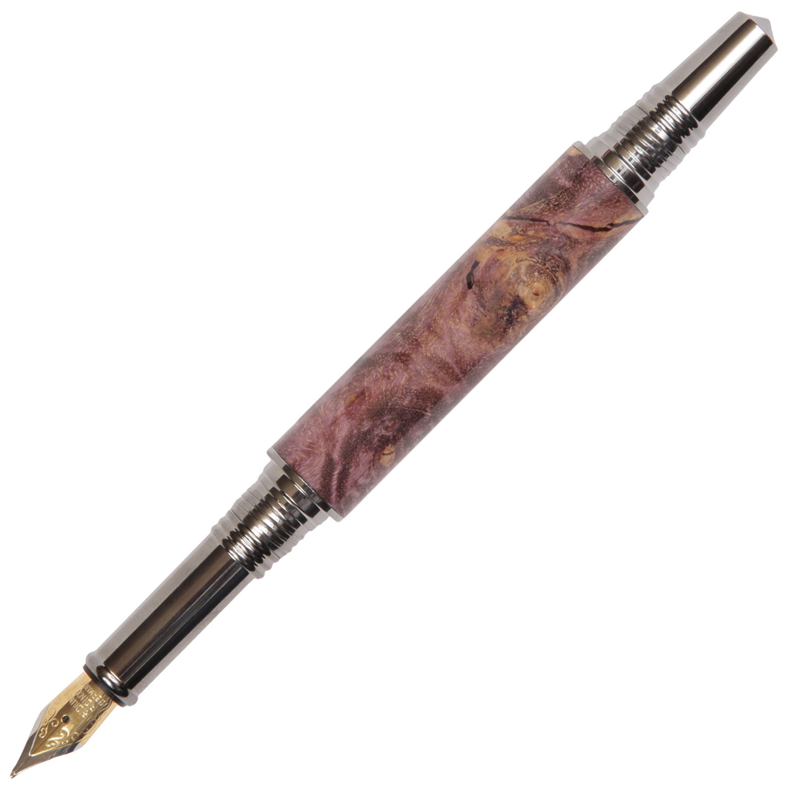 Buy Hand Crafted Lanier Art Deco Fountain Pen Purple Maple Burl Af6w72, made to order from
