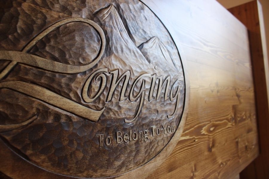 Custom Made King Size Headboard & Footboard, Waterfall & Pine Forest