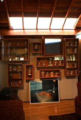 Custom Made Reclaimed Wood Display Cabinets For A Collection Of Porcelain Heads