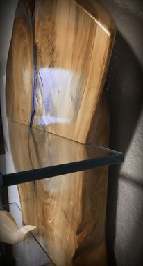 Custom Made Live Edge Wood With Glass Shelves