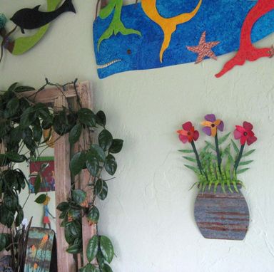 Custom Made Handmade Upcycled Metal Lilies Wall Art Sculpture