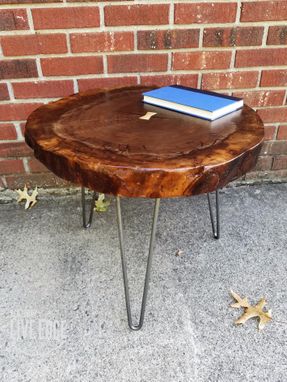 Custom Made Round Live Edge Coffee Table- Claro Walnut- Dark Wood- Coffee Table- Mid Century- Tree Slice- Log