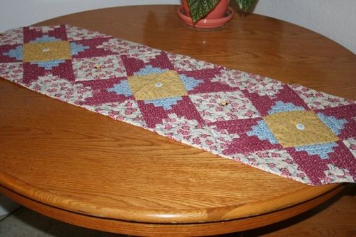 Custom Made One Of A Kind - Brighten Your Table - Pink And White Floral-Log Cabin Table Runner