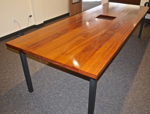 Custom Made Sapelle Conference Table With Steel Base