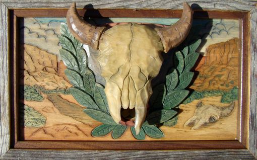 Custom Made Buffalo Skull Carved Box