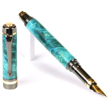 Custom Made Lanier Elite Fountain Pen - Turquoise Box Elder - Fe7w71