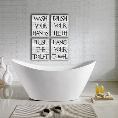 Custom Made Bathroom Rules Hand Stretched Canvas Bathroom Decor