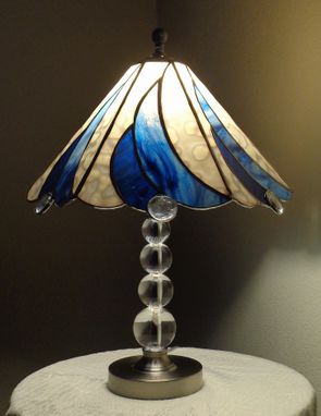 Custom Made Blue And White Swirl Lamp Stained Glass