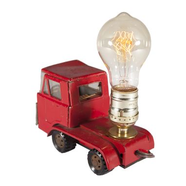 Custom Made Vintage Red Truck Cab Mini Lamp With Filament Bulb