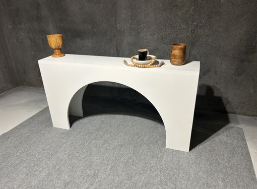 Custom Made Modern White Rectangular Arched Console Table