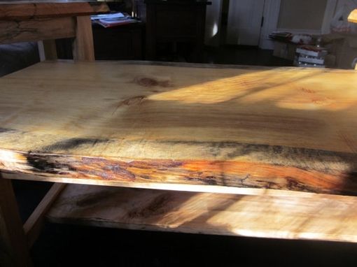 Custom Made Spalted Curly Maple Coffee Table With Live Edge Pine