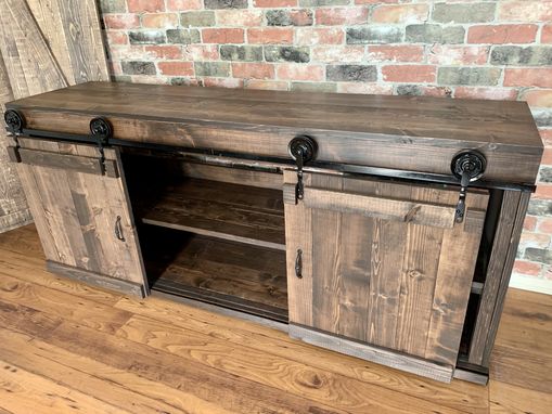 Custom Made Rustic Modern Barn Doors Tv Stand Console Table Buffet Cabinet