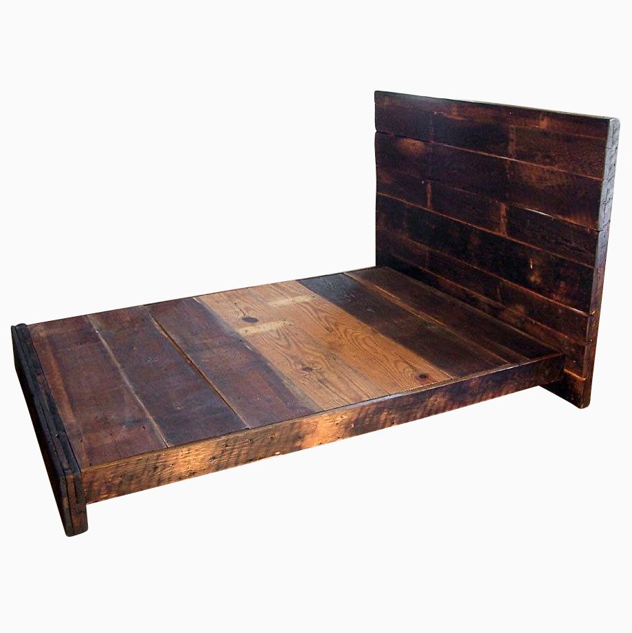 Low Platform Bed From Reclaimed Wood, Low Platform Wooden Bed Frame