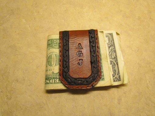 Custom Made Initials Leather Money Clip, Personalized With Your Monogram