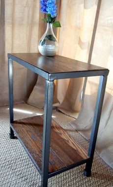 Custom Made Industrial Chic Double Tier Side Table - Rustic Oak