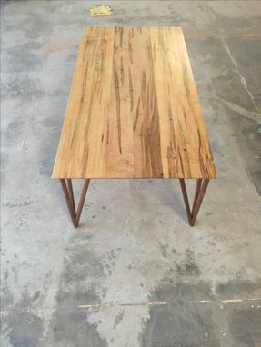 Custom Made Mid Century Coffee Table With Wooden Hairpin Legs