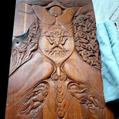 Custom Made Carved Door And Transom, Can Serve As Wall Pannel