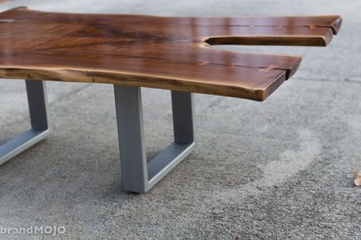 Custom Made Walnut Coffee Table With Stainless Base