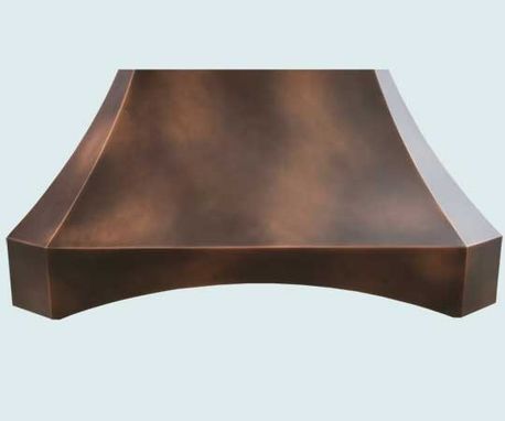 Custom Made Copper Range Hood With Arched Band & Patterned Patina