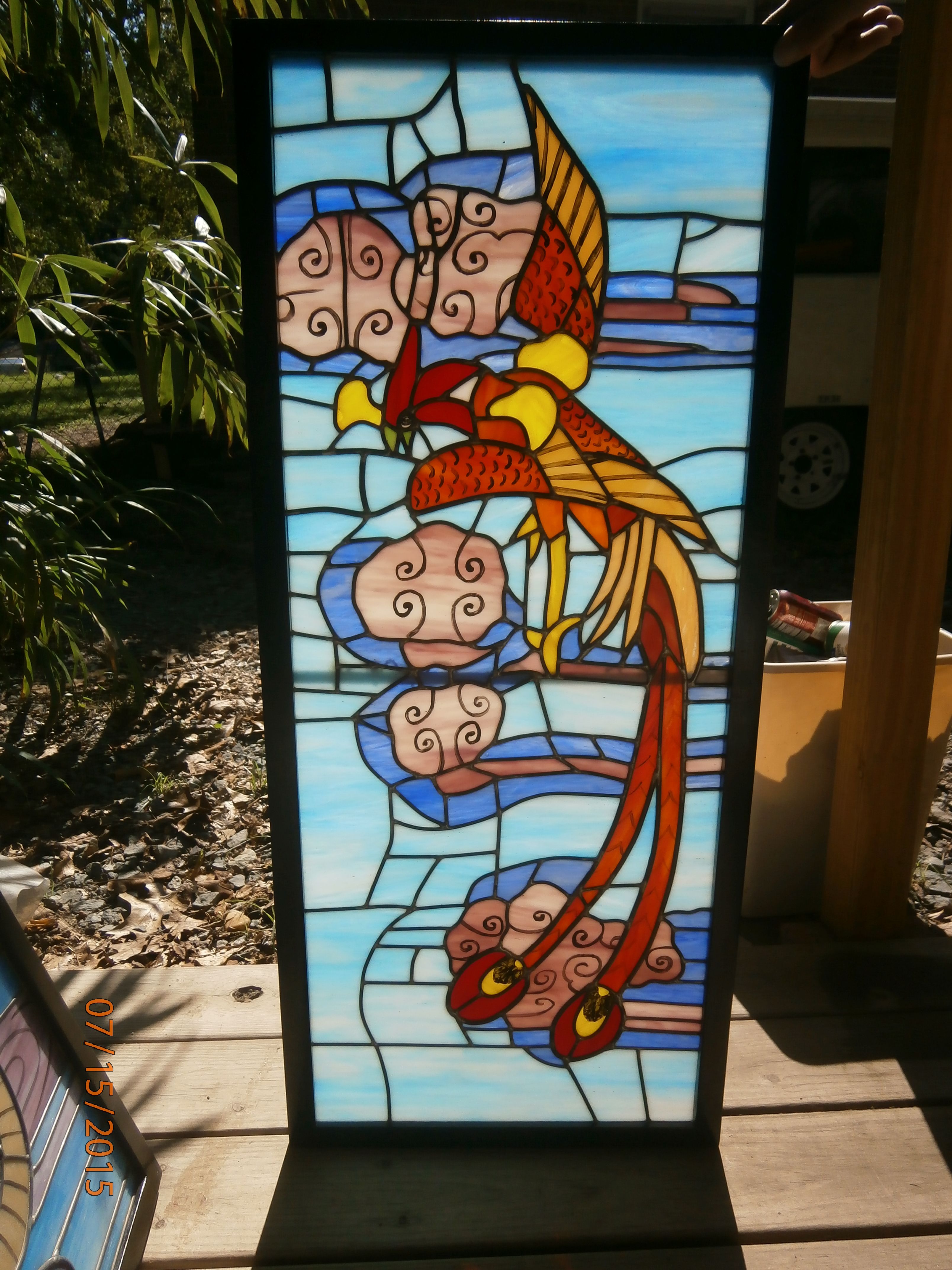 Buy Hand Crafted Four Panels Stained Glass Room Screen By July 30, made