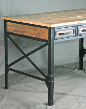 Custom Made Wood Desk W/ Drawers. Industrial Office Desk W/ Storage. French Industrial Desk.
