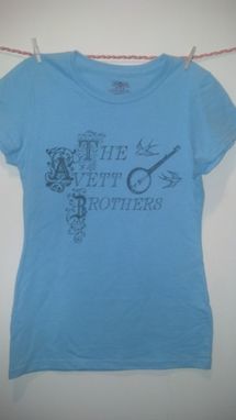 Custom Made The Avett Brothers Shirt,Women's Medium Or Large Light Blue Shirt W/Navy Blue Writing