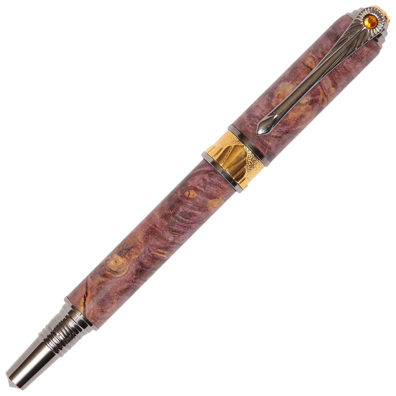 Buy Hand Crafted Lanier Art Deco Fountain Pen - Purple Maple Burl ...