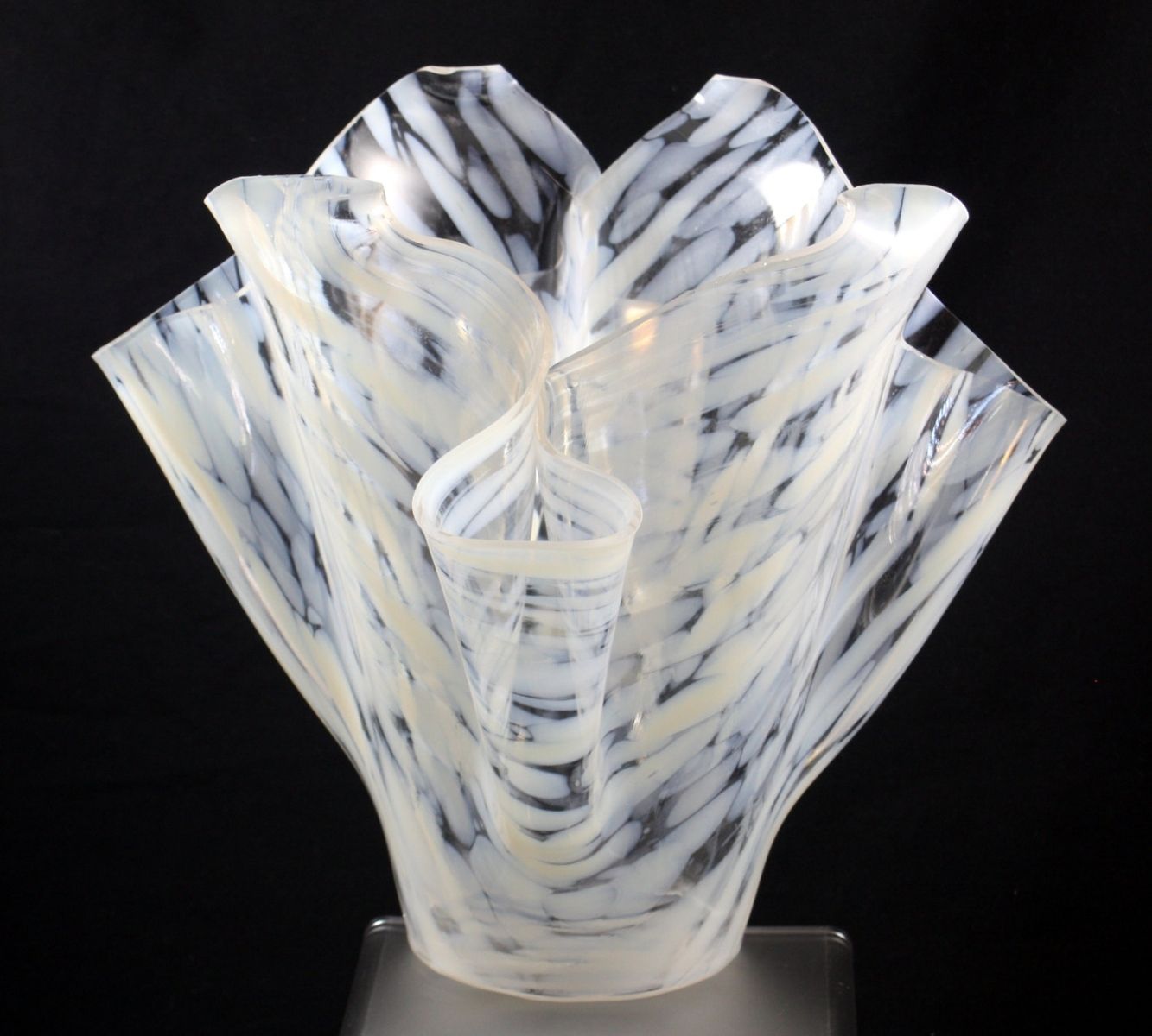 Handmade White Glass Vase by J.M. Fusions LLC