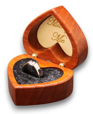 Custom Made Solid Padauk Heart Shaped Ring  Box.  Free Engraving And Shipping. Rb-65